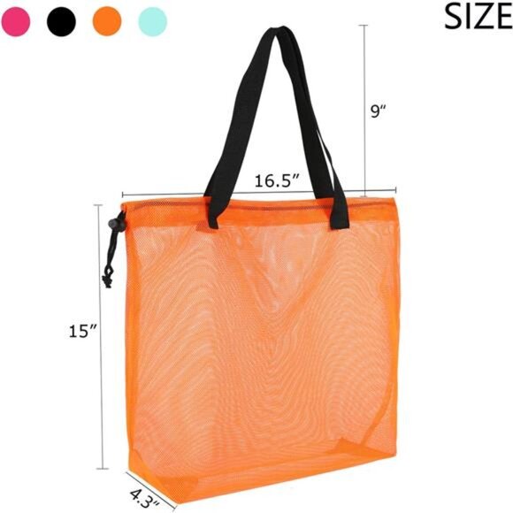 4Pieces Cute Mesh Pool Tote Bags,Mesh Beach Bags With Drawsting For Swim,Travel - Picture 2 of 7